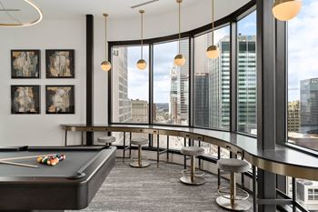 Pool table and seating around